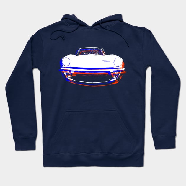 Triumph Spitfire British classic car monoblock red white blue Hoodie by soitwouldseem